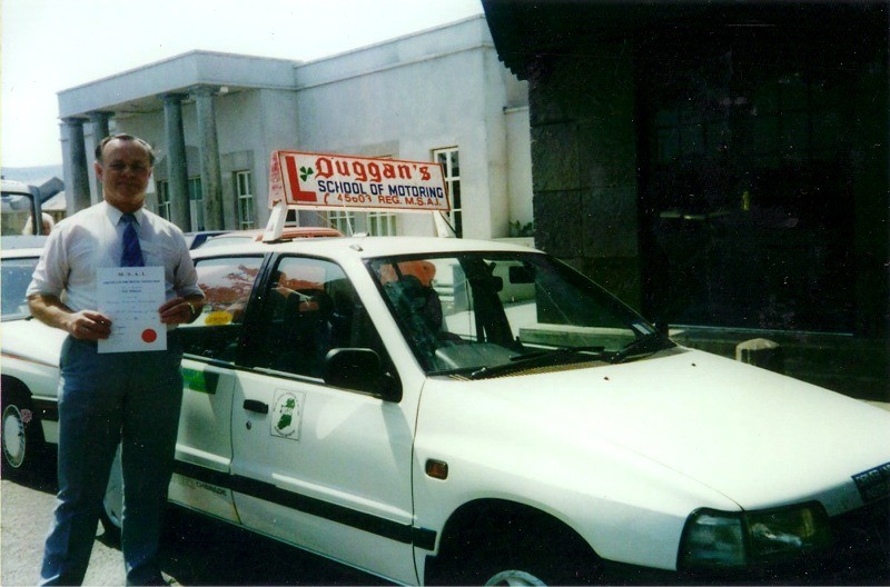 Patrick Duggan in 1982, one of the first recipients of the M.S.A.I. (Motor Schools association of Ireland) certificate in recognition of his outstanding success and unique instructional ability - Duggan Driving School, Naas, Ireland